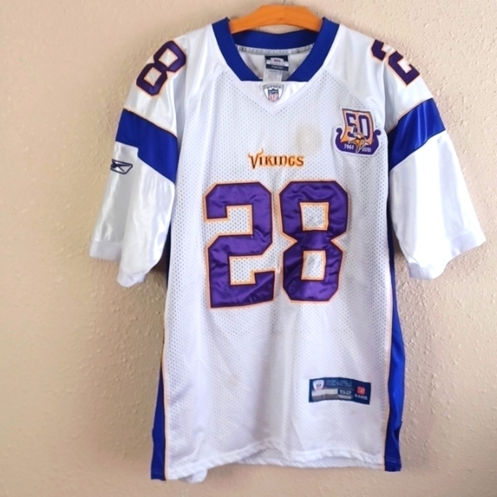 REEBOK Adrian Peterson 50th White Vikings Jersey.